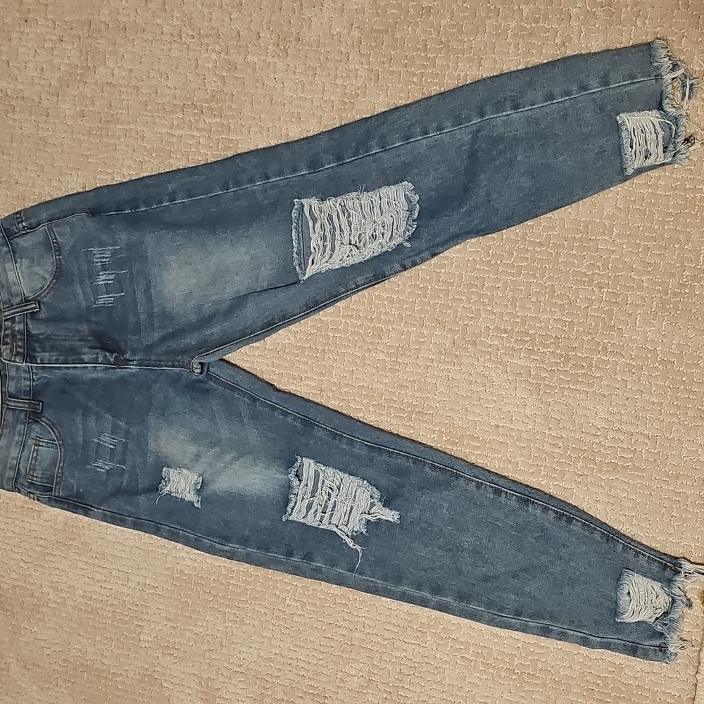 Distressed Blue Jeans